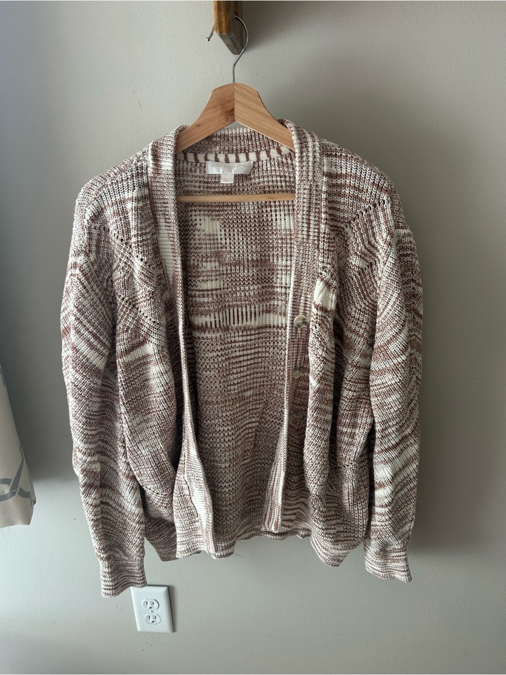 Spiritual Gangster Beige and Brown Marled Open-Front Cardigan